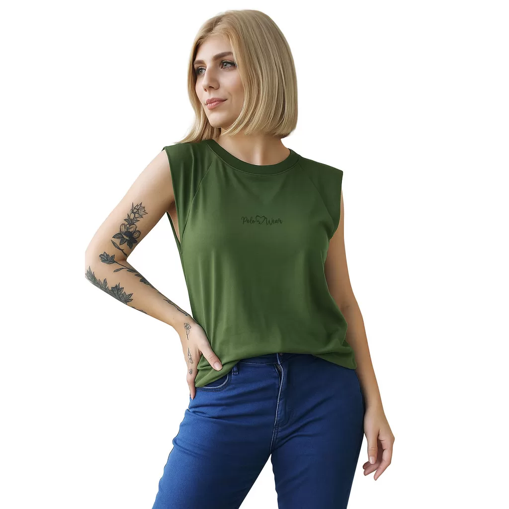 T-Shirt Feminina Sem Cava Polo Wear Verde Medio