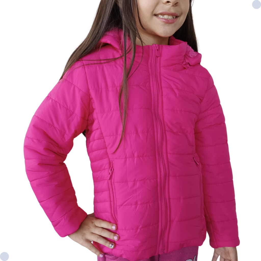 Jaqueta Infantil Feminina Bobojaco De Nylon Com Capuz Casaco de menina Frio