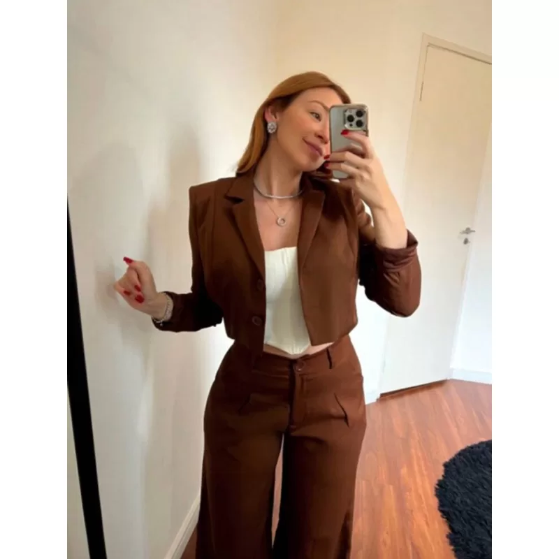 Blazer casaquinho alfaiataria curto elegante trabalho