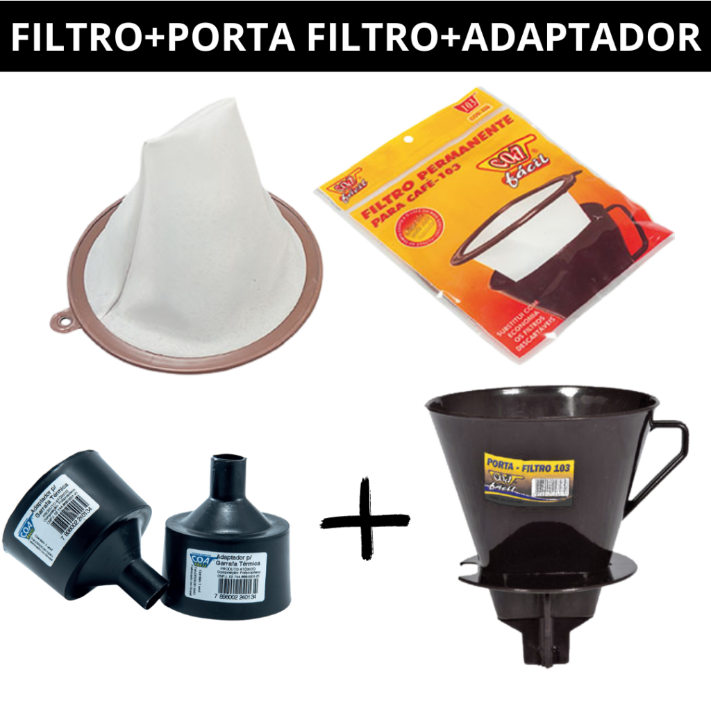Coador de Café 103 Reutilizável 3 em 1 com Porta Filtro e Adaptador Universal  Econômico e Sustentáv