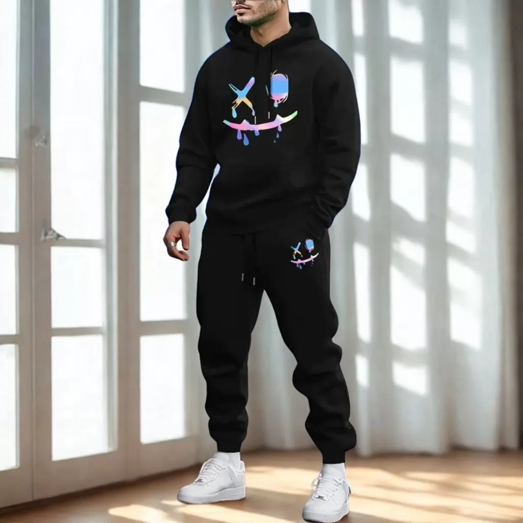 Conjunto Moletom Smile Sorrisinho Tendencia Inverno Confortavel Algodão Masculina