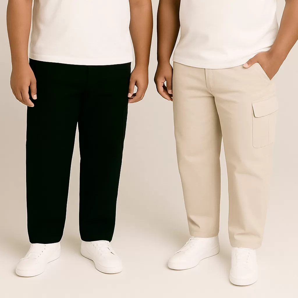 Kit 2 Calça Cargo Plus Size Masculina Sarja com Cordão Tamanho Grande G1 G2 G3 Diversas Cores