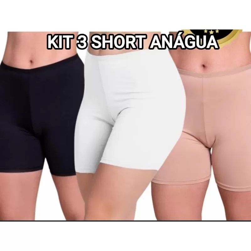 Kit 3 Bermuda Anágua Short Feminino Modeladora Evita Assadura pós parto Polimicro REF.128