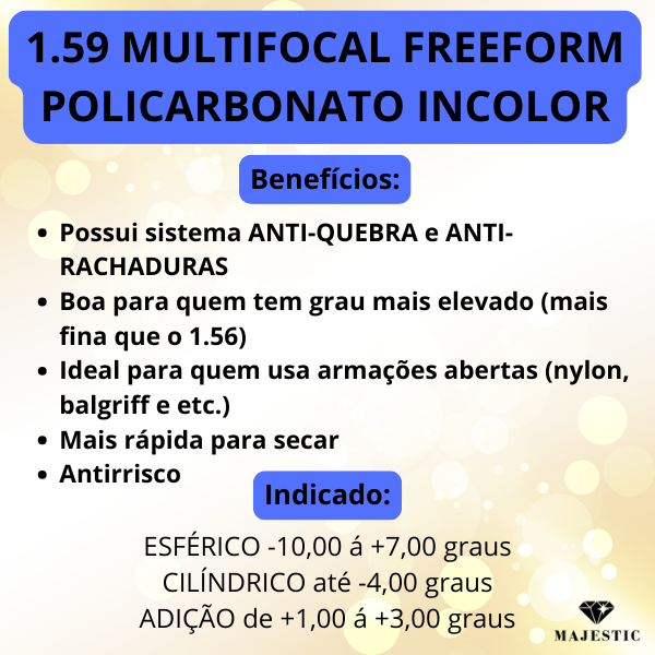 Par de Lentes Multifocal em POLICARBONATO com Grau