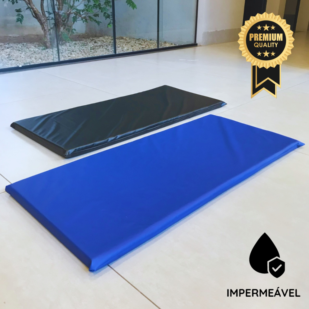 Colchonete p/ Academia Premium 90x40x3 cm Espuma Macia D23 Impermeável Compacto Fit Azul Yoga Pilate