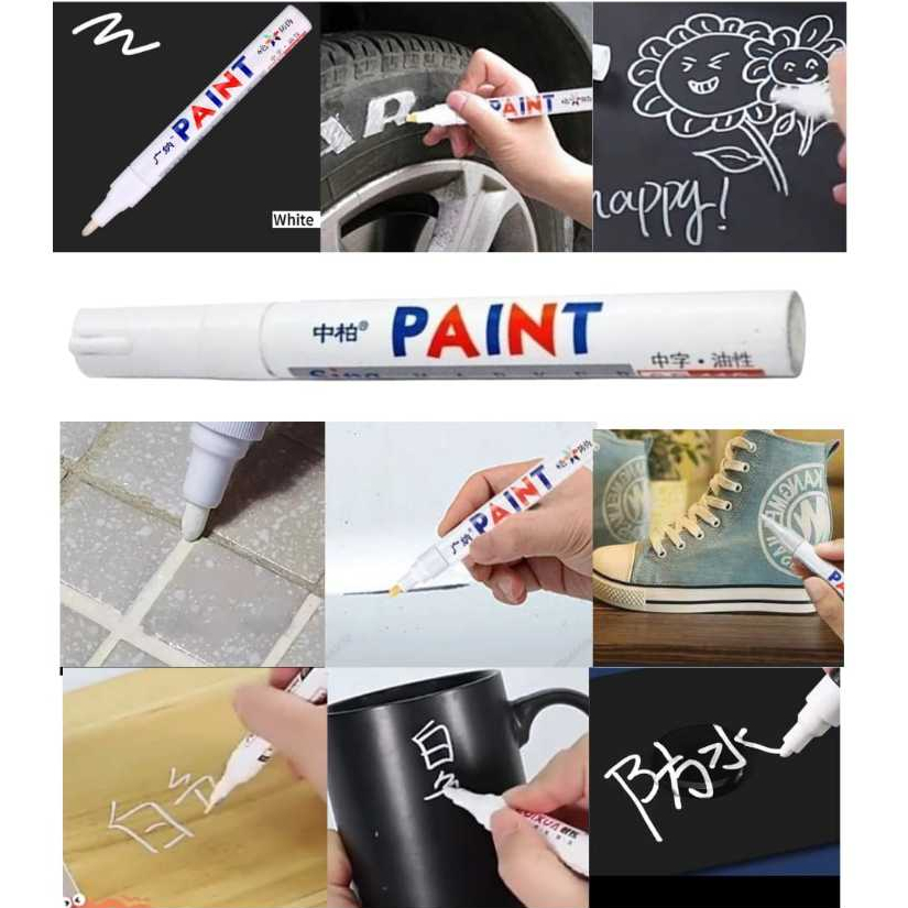 Marcador Permanente Branco Não Sai Na Água Para Artesanato ou Tirar Riscos Carro Moto Retoque de Pla