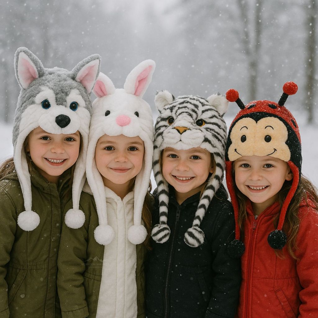 Touca Gorro Protetor de Orelha Infantil Inverno Animais Quentinho