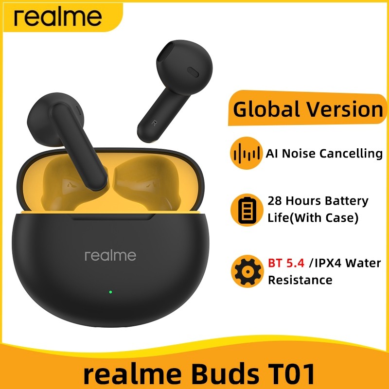 Fones de Ouvido Realme Buds T01 Bluetooth 5.4 Cancelamento de Ruído | IPX5 | Som Imersivo Grupo And