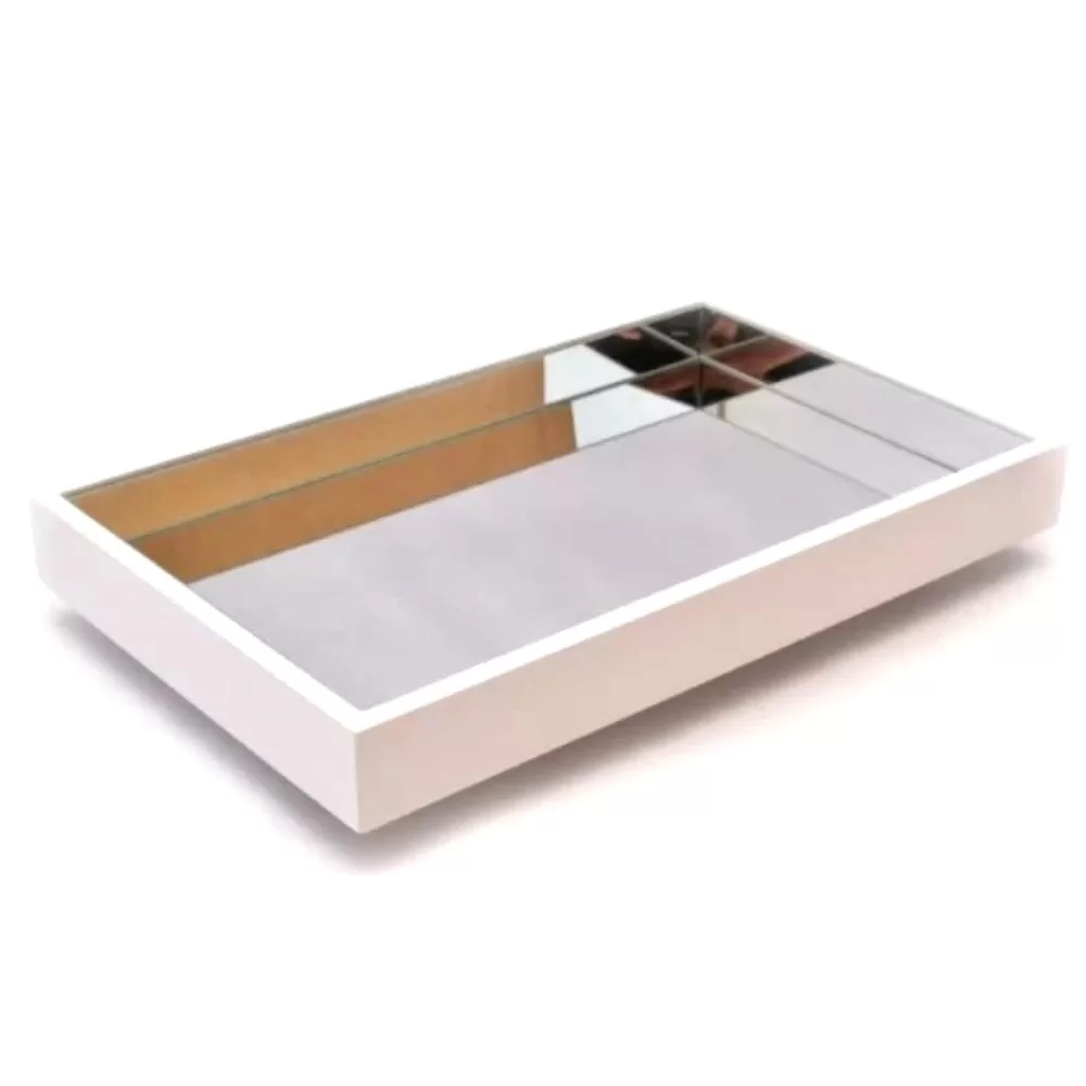 Bandeja Espelhada Laqueada Flutuante Branca