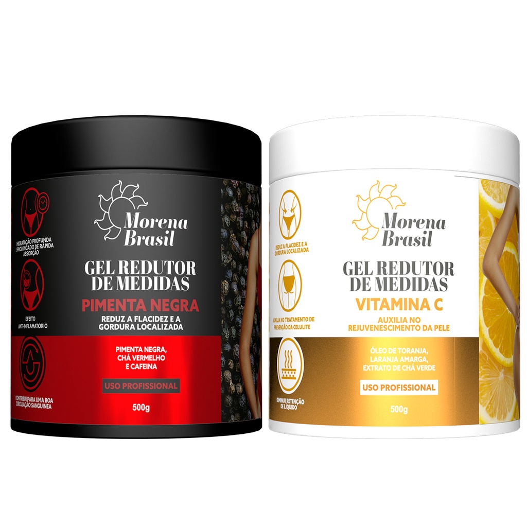 Kit Gel Redutor de Medidas Pimenta Negra + Laranja Amarga