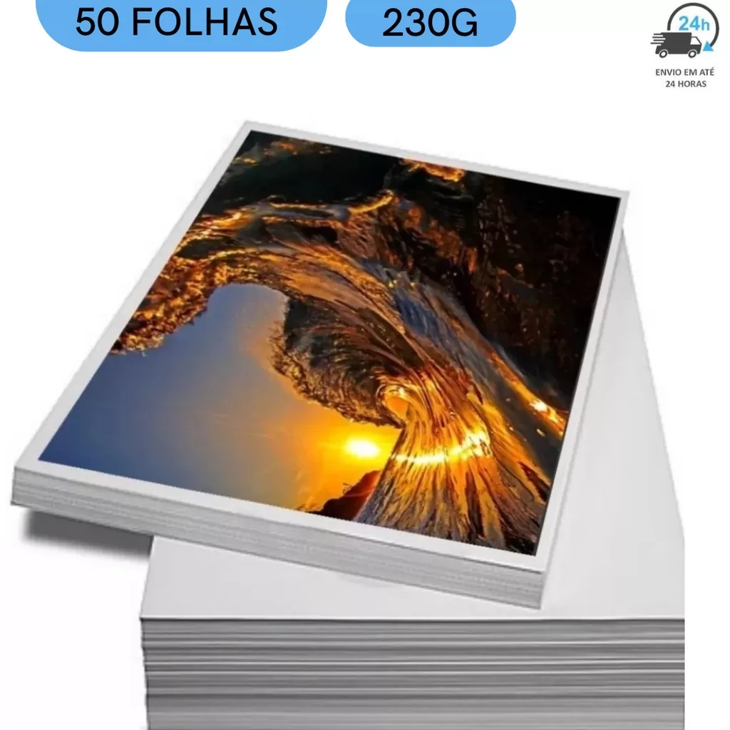 Papel Fotográfico 230g A4 50 Folhas Glossy Brilhante MASTERPRINT