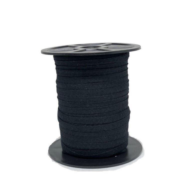 Cadarço Chato Sarjado Preto De Algodão 5mm Com 1
