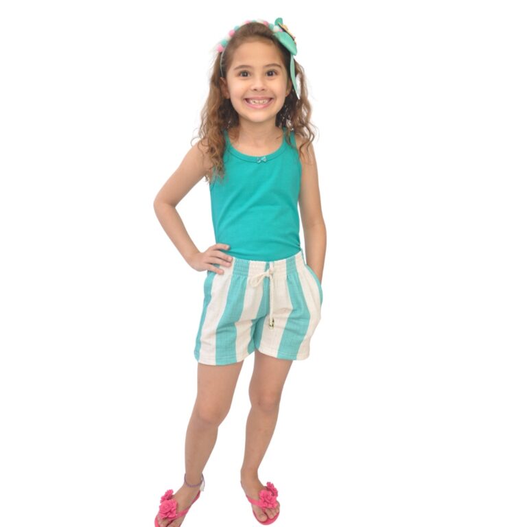 Conjunto Regata e Shorts Infantil Menina Verão