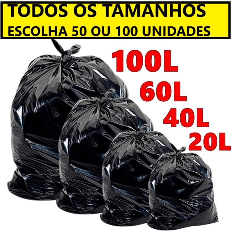 Saco de Lixo resistente com 100 unidades 20/40/60/