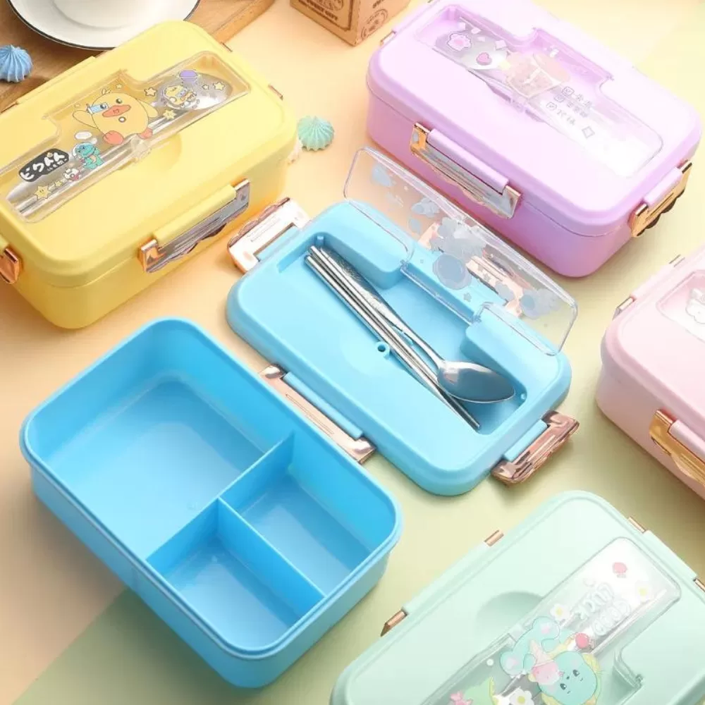 Lancheira Marmita Infantil com Divisória Hashi Colher Tampa Trava Alimentação Refeição