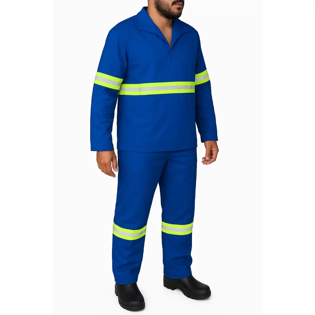 KIT 03 Conjuntos Camisa e Calça para Obra Reforçado Brim com Refletivo Uniforme Profissional Cores