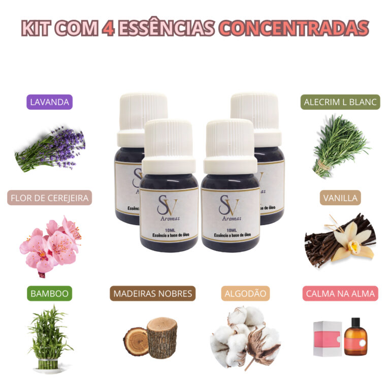 Kit 4 Essência para Aromatizador, Ambiente, Difus