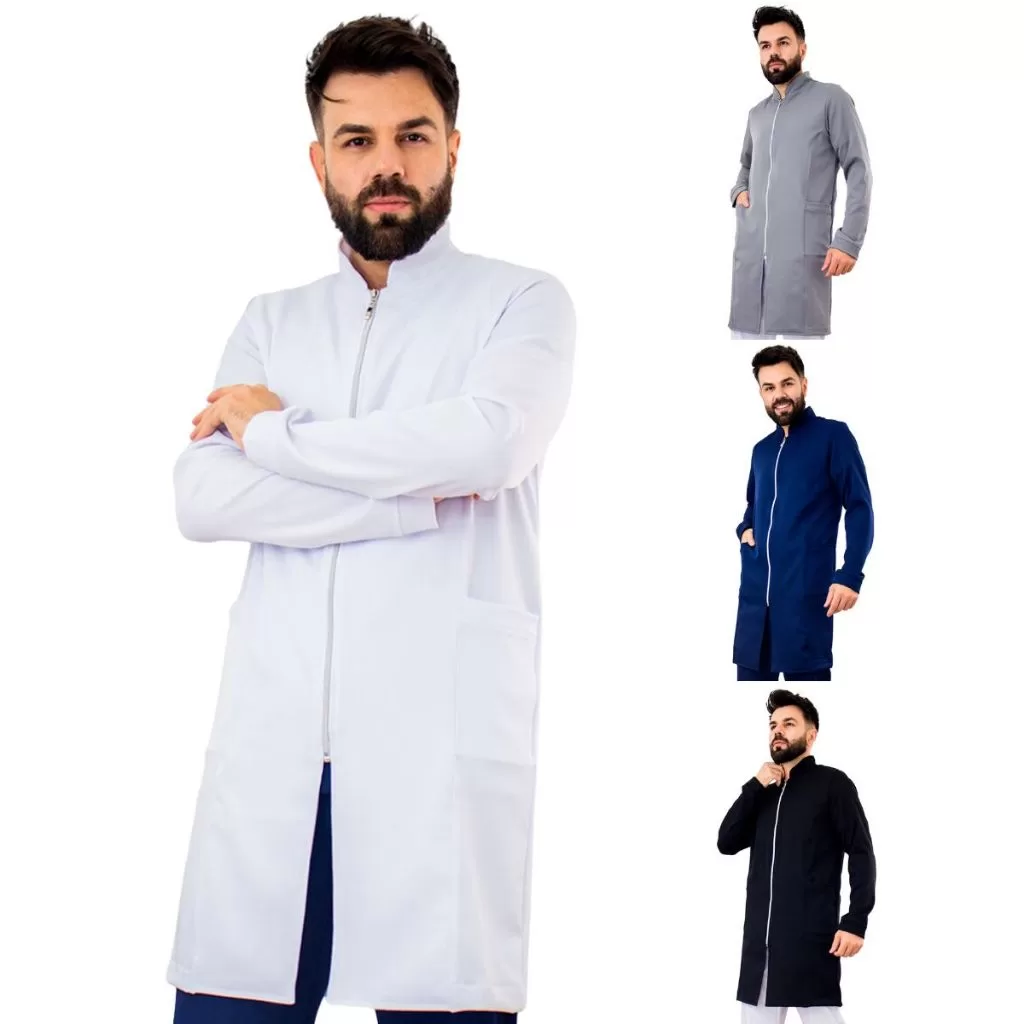 Jaleco Masculino Two Way Manga Longa Bordado Seu Nome Personalizado Dentista Médico Veterinário Prof