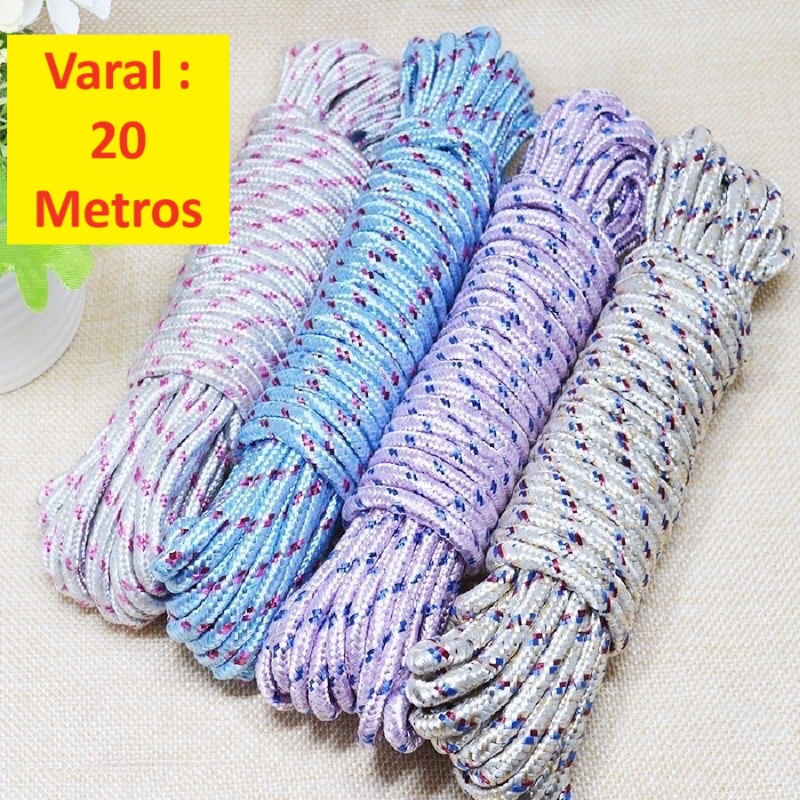 Corda Super Resistente 20 Ou 10 Metros Multicolorido Multiuso Para Varal Amarração Em Geral Para Tet