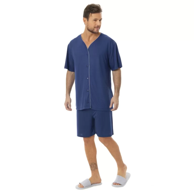 Pijama Victory Masculino Clássico Camisa Com Fech