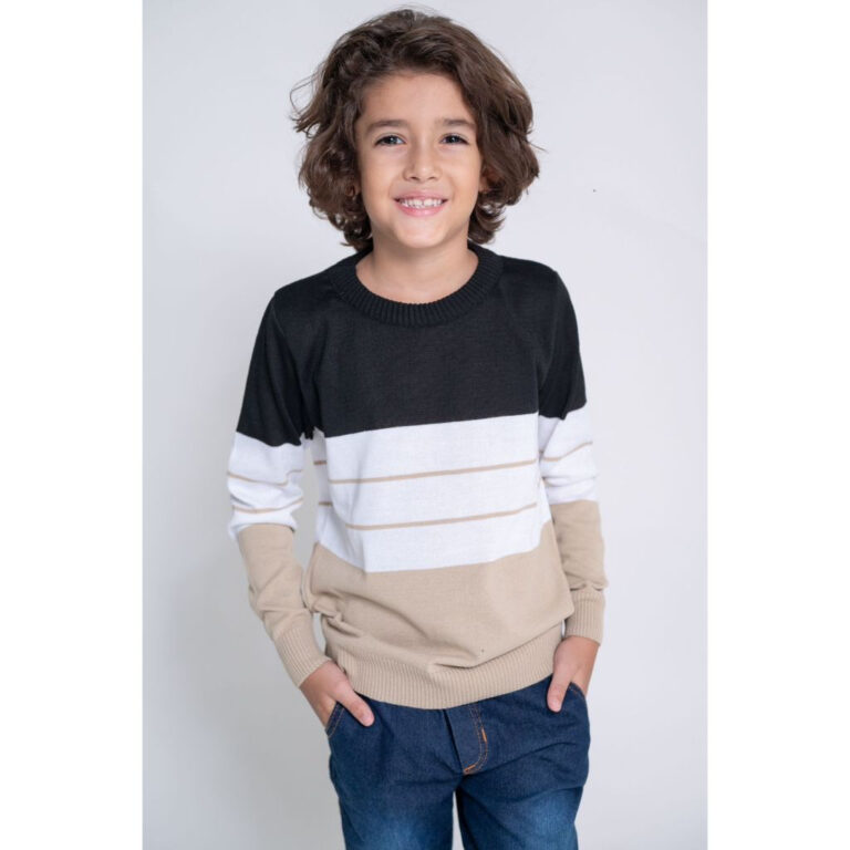 Blusa Suéter Infantil de Tricot Menino Juvenil Tr