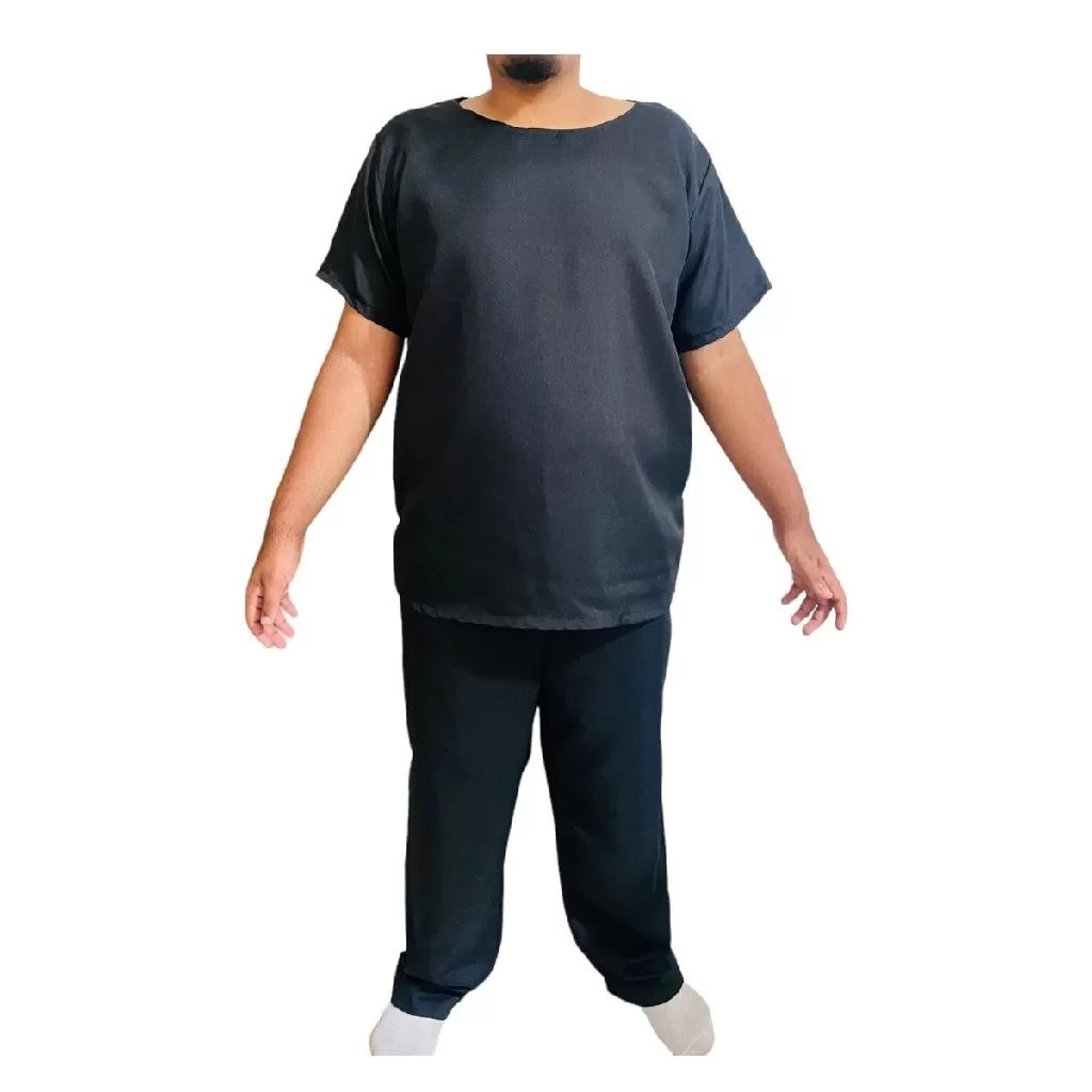Roupa Ração Oxford Masculino Preta Candomblé Umbanda 2pç GG