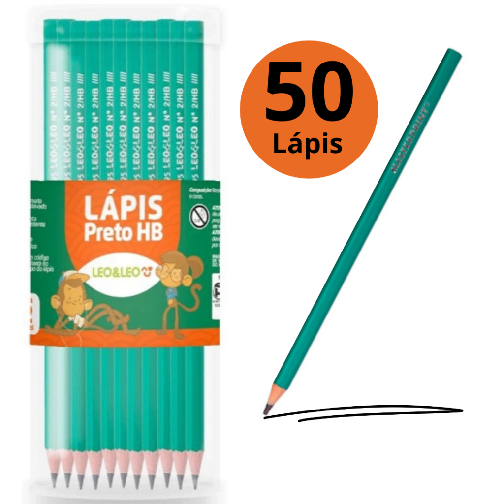 Kit 50 lápis de Escrever N.2 Preto Mais Barato 50 Unidades Escolar Escola Estudos