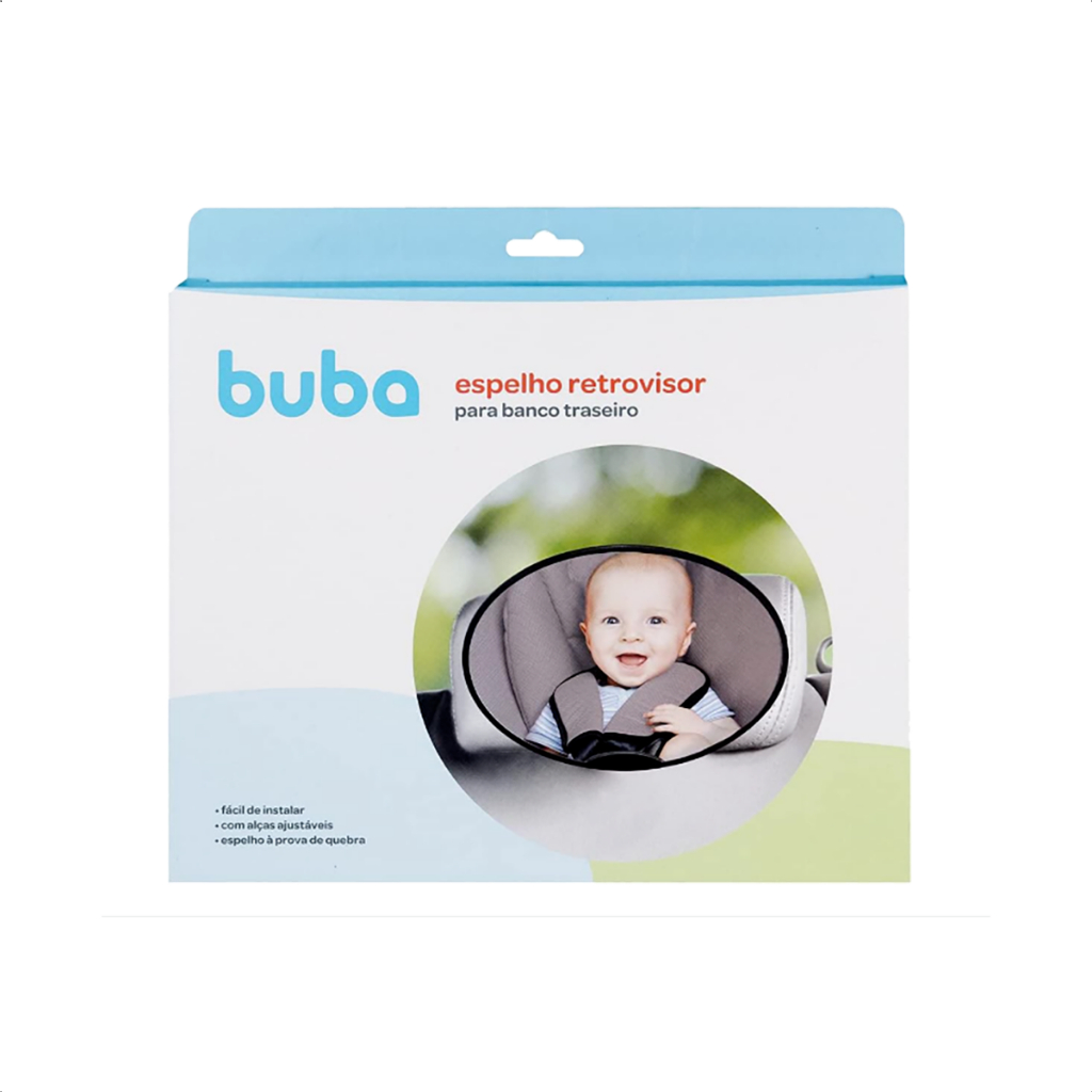 Espelho Retrovisor de Carro para Bebê Conforto Buba Banco Traseiro Ajustável Alça Segurança