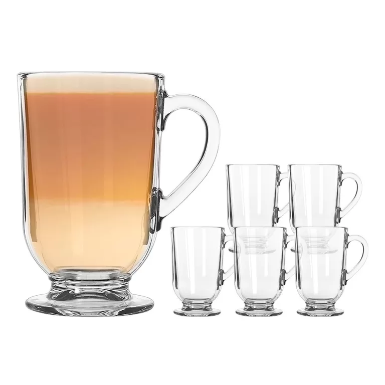 Jogo 6 Canecas de Cappuccino Vidro Berlim Taça Ca