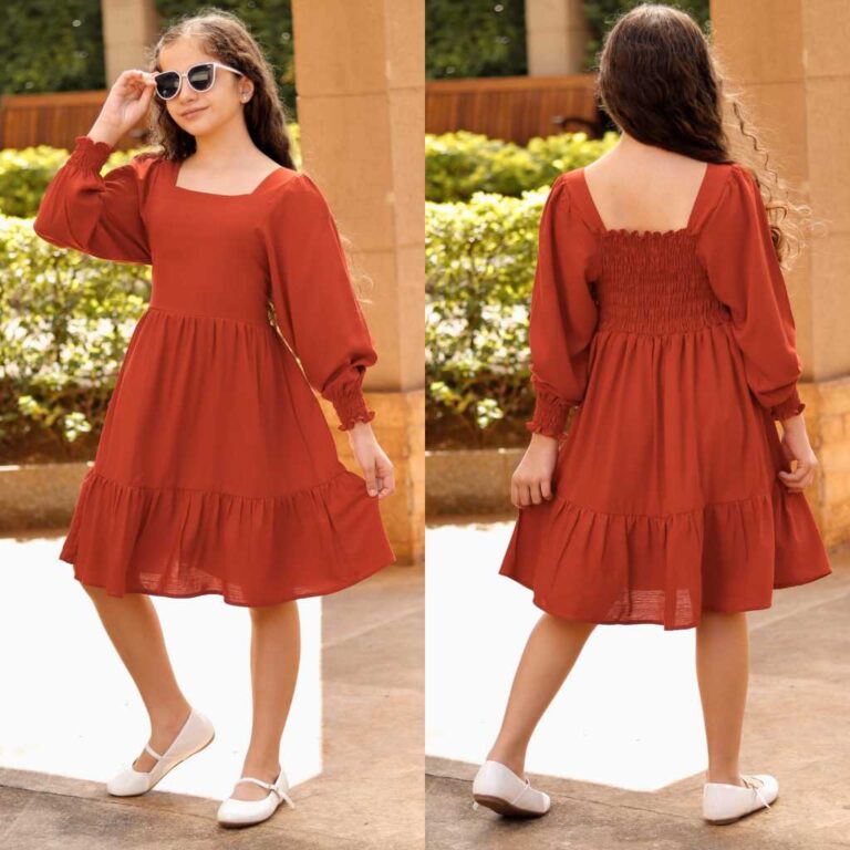 vestido curto infantil de manga longo