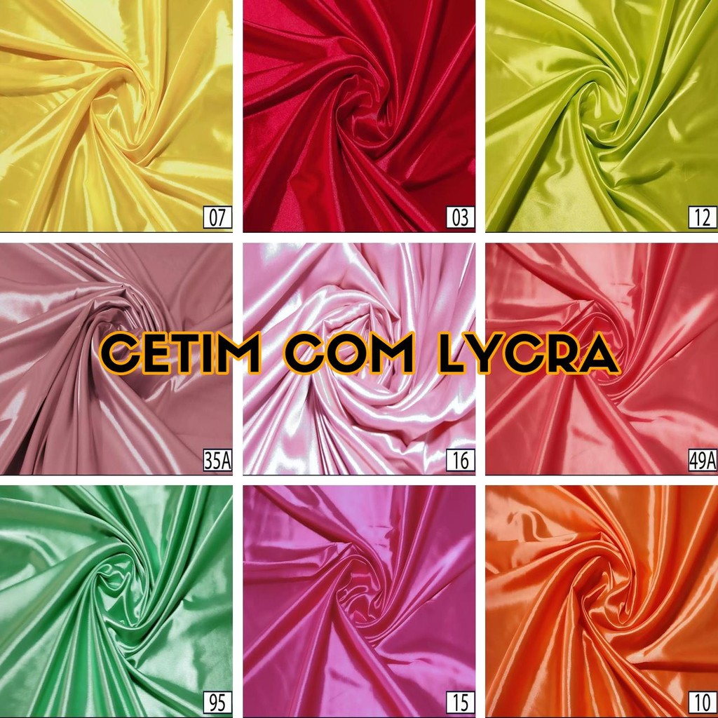 10 Metros Tecido Cetim Com Lycra Elastano – Várias Cores (10m x 1,47m)