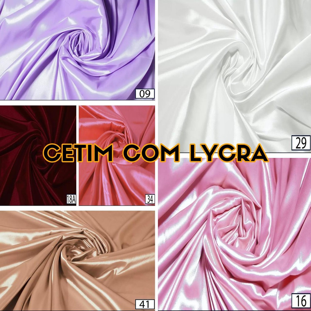 6 Metros Tecido Cetim Com Lycra Elastano – Várias Cores (6m x 1,47m)