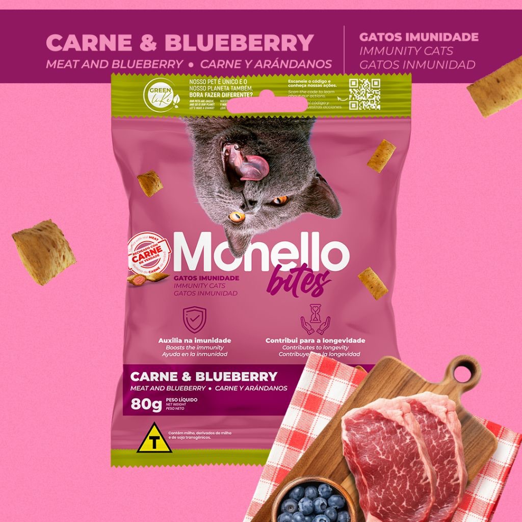 Petisco para Gatos | Monello bites| Saudavel| Sabores | Irresistível | Recheado