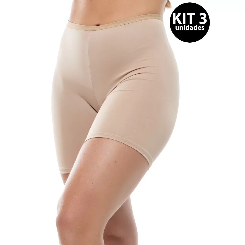 Kit 3 Short Anágua Feminino Bermuda Segunda Pele Longo Microfibra debaixo de saia e vestido