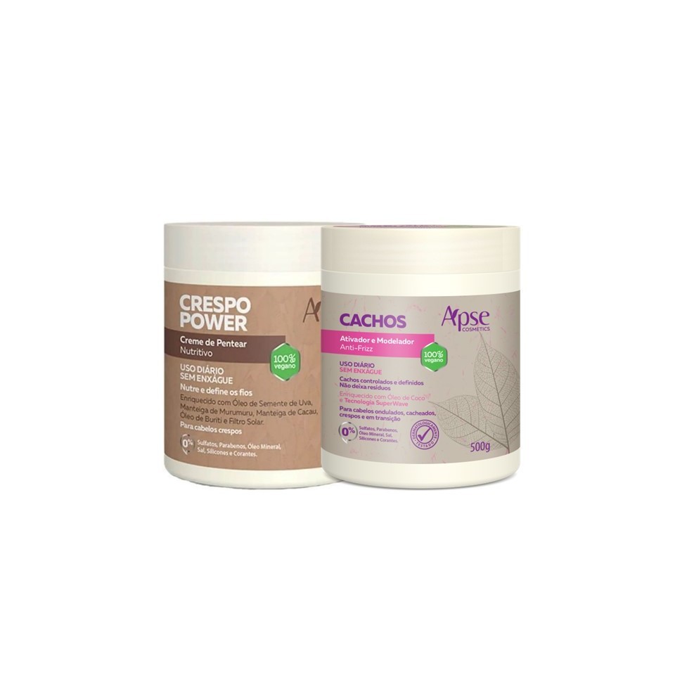 Kit Creme de Pentear Crespo E Ativador Cachos 500g – Apse