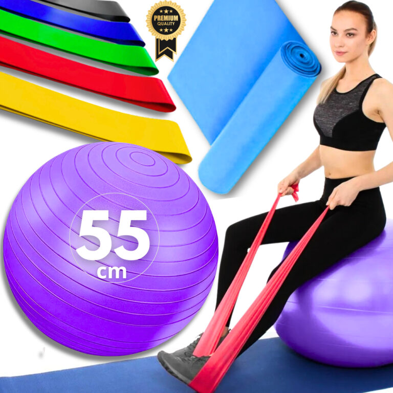 Kit Bola Suiça Pilates Fisioterapia 55cm + Faixa 