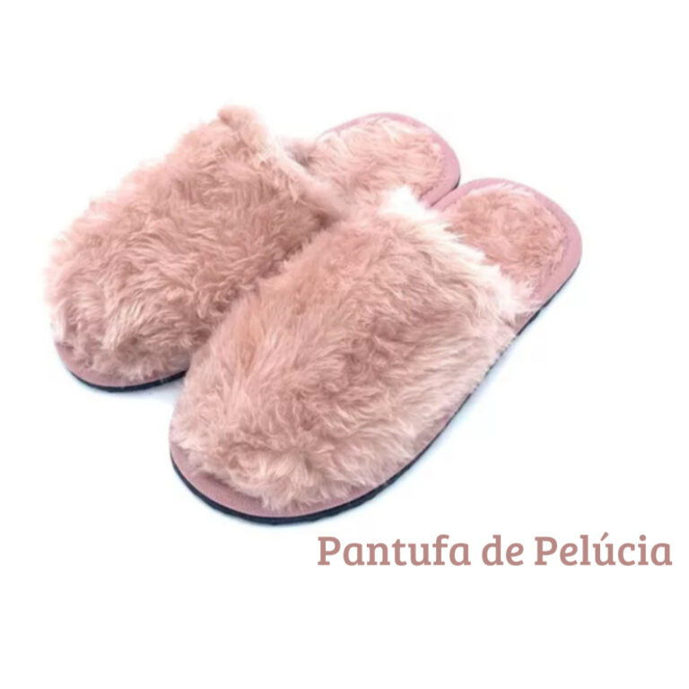 Chinelo Pantufa de pelúcia confortável, Chinelo 