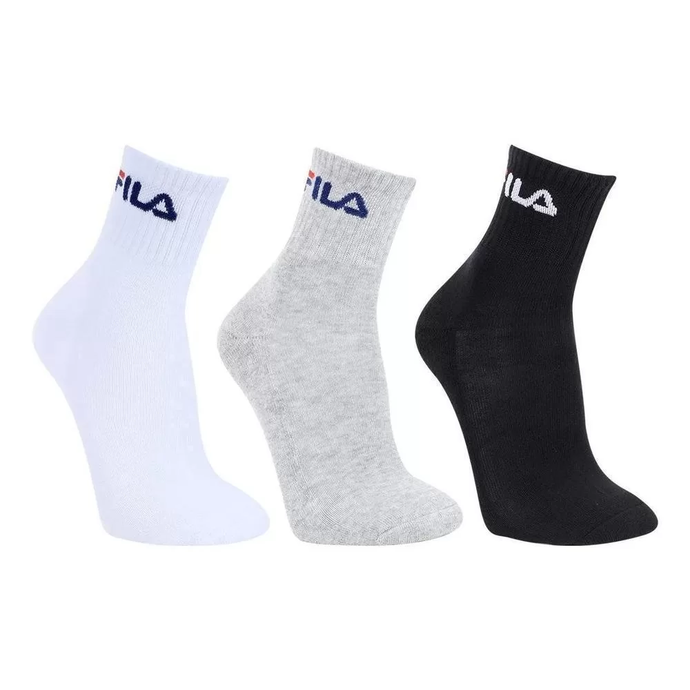Kit Meia Fila Cano Médio Logo c/ 3 pares – Branco e Cinza
