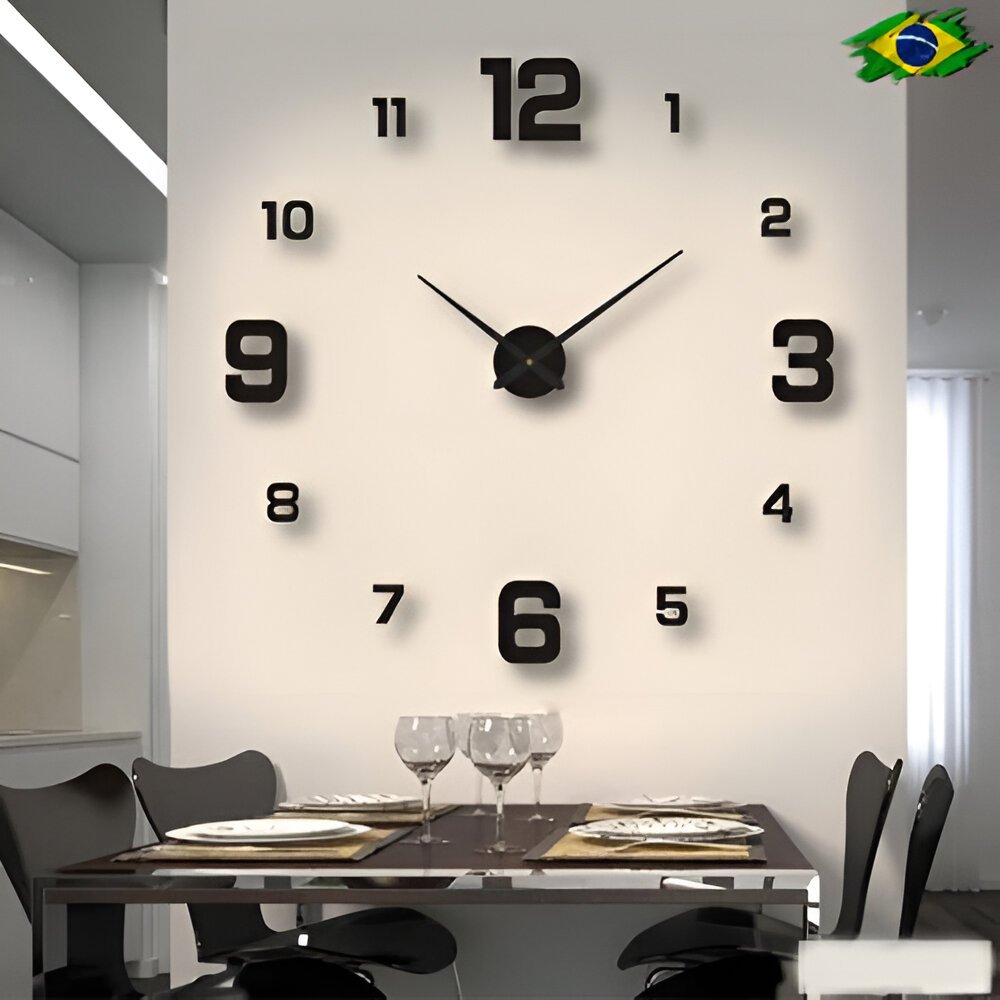 Relógio De Parede 3d Sala Decoração Sala Números Curvados