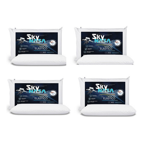 Kit 4 Travesseiros Sky Nasa Macio Espuma de Memór