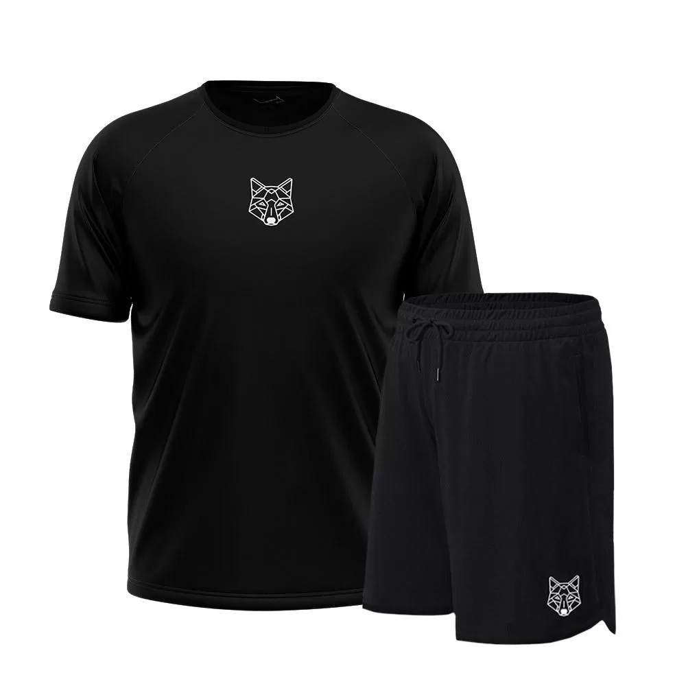 Kit Bermuda Lobo+Camiseta Lobo Dry Fitness Academia Alpha