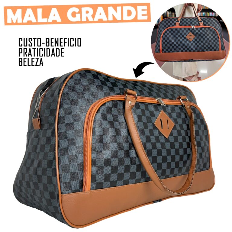 Mala de Mão Feminina Luxo de Bordo Cinza Forrada 