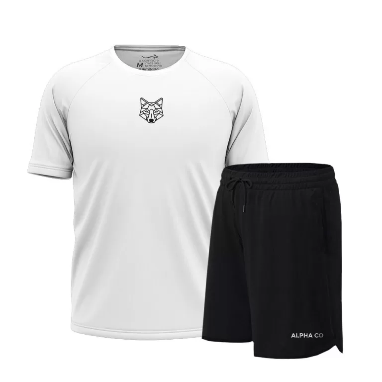 Kit Bermuda+Camiseta Lobo Dry Fitness Academia Alp