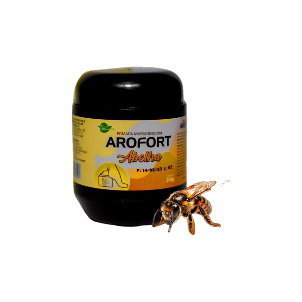 Pomada Massageadora Arofort Abelha 240g Aroeira Cosmética  Relaxamento Corporal e Bem-Estar Diário