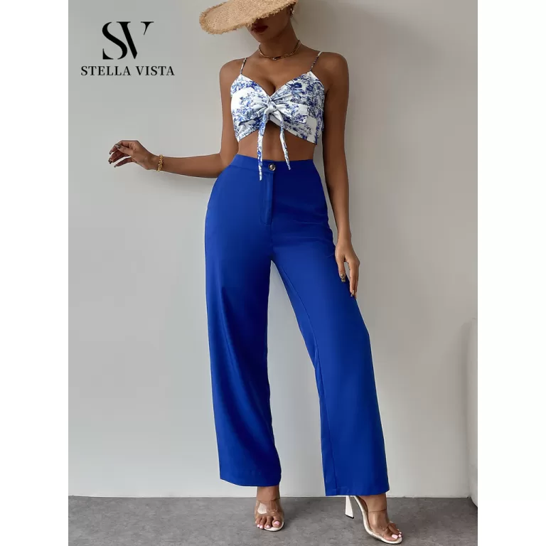 SV  Conjunto social feminino, blusa estampada + ca