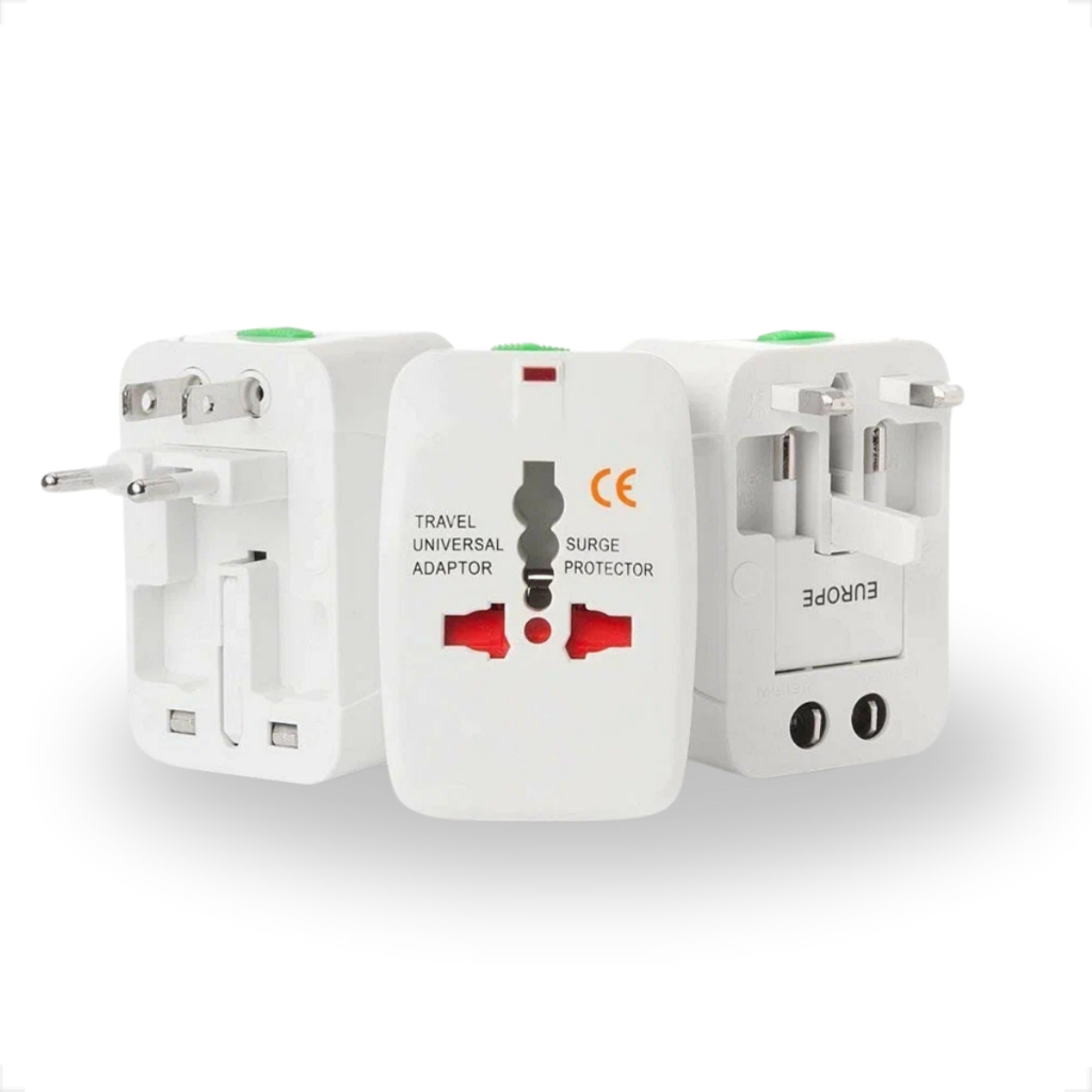 Kit 2 Adaptador Tomada Universal Para Viagem Internacional Portátil Mundial + 150 países