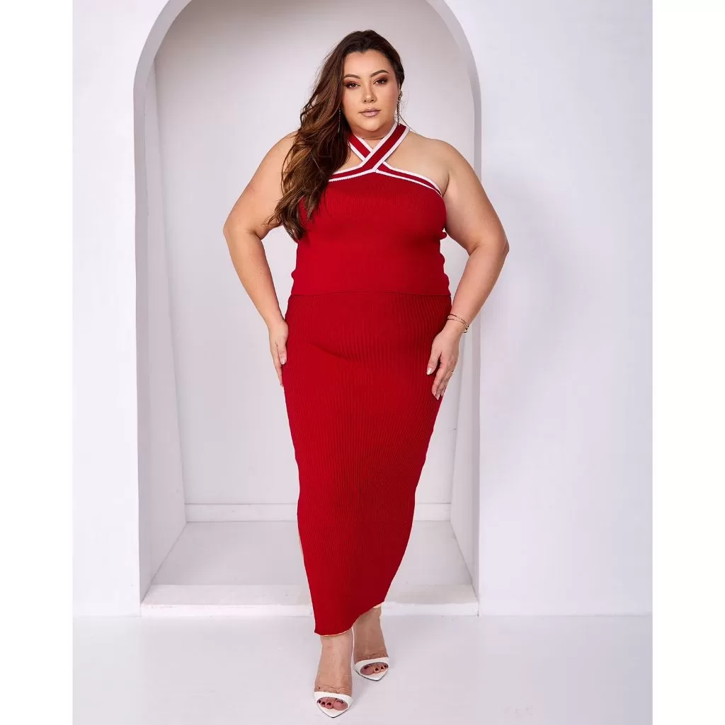 Conjunto de  Tricot Plus Size Modal Premium Festa Balada Feminino