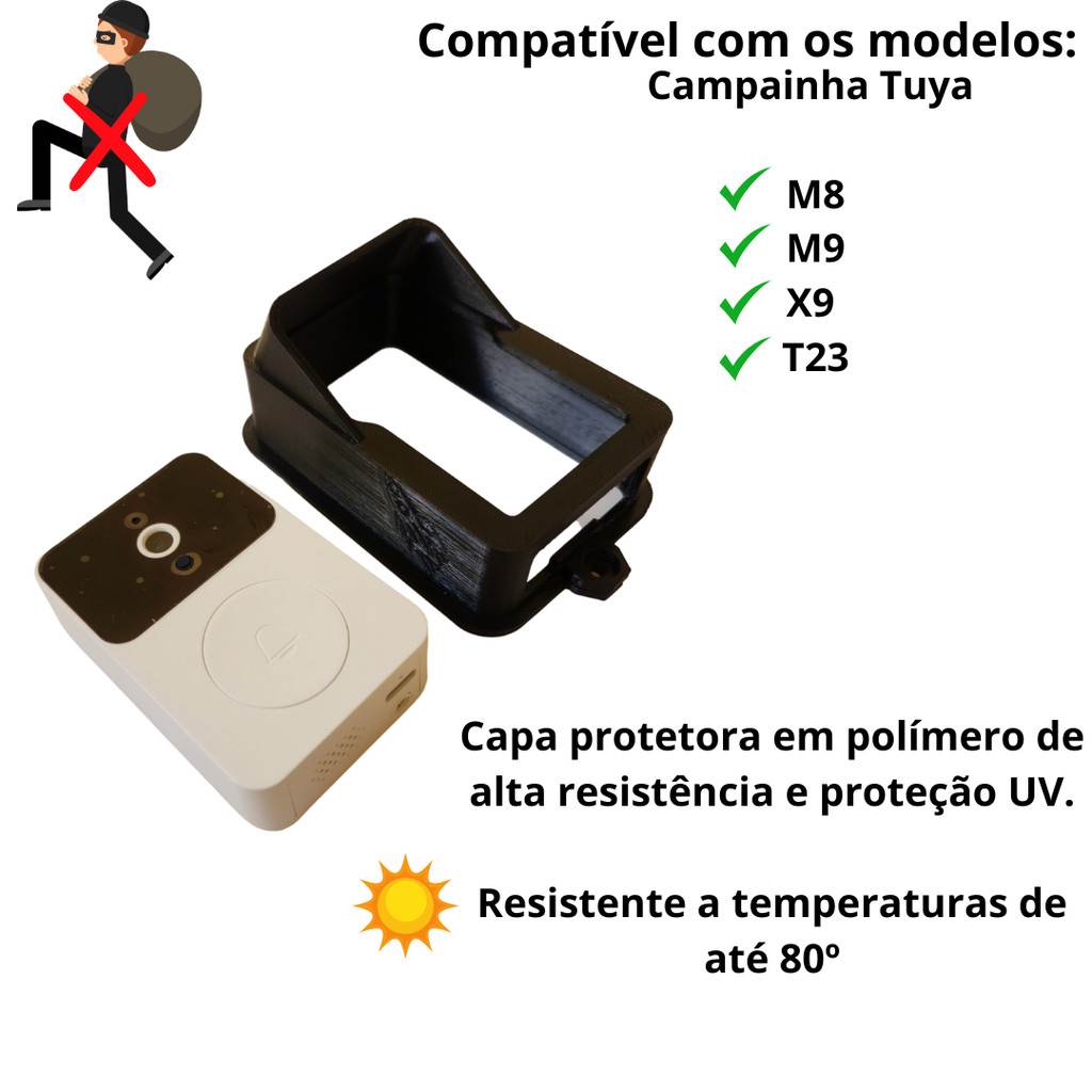 Suporte de Proteção Anti-Furto para Campainha Tuya M8 M9 X9