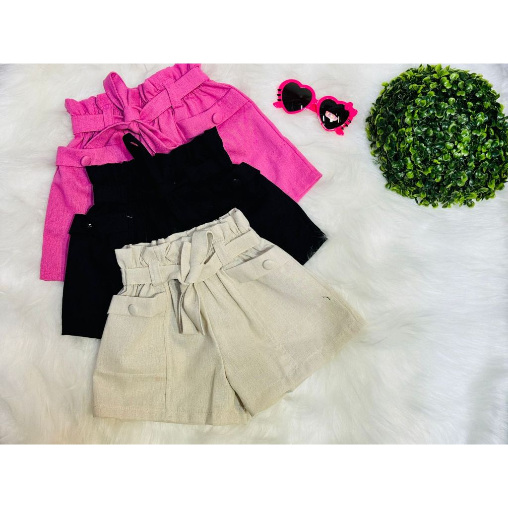 Kit com 3 Shorts Alfaiataria Infantil 04 ao 10 anos