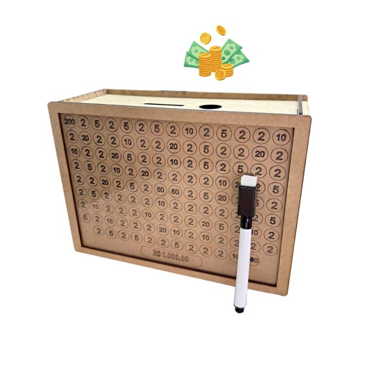 Cofre MDF Desafio 10 Mil/5 Mil/1 Mil  Caixa de Din